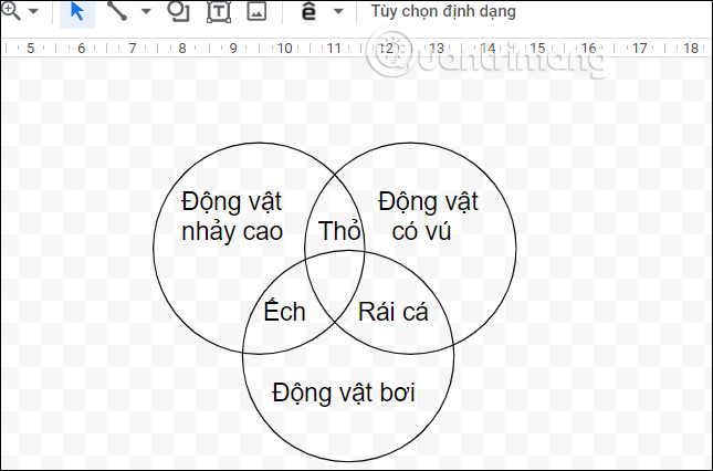 Chèn chữ vào hình tròn trong Docs