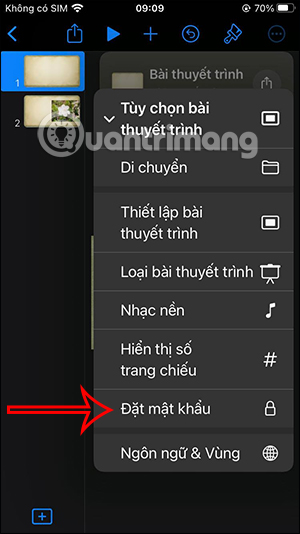 Đặt mật khẩu slide Keynote