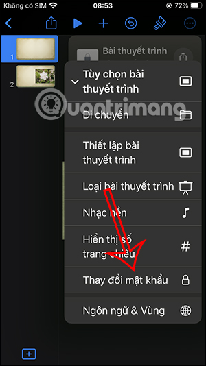 Thay đổi mật khẩu slide trên Keynote
