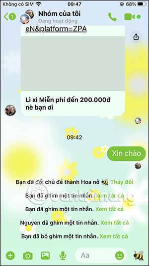 Tin nhắn Messenger gỡ ghim