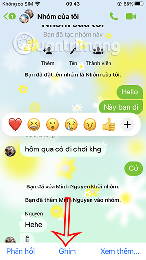 Nhấn Ghim tin nhắn Messenger