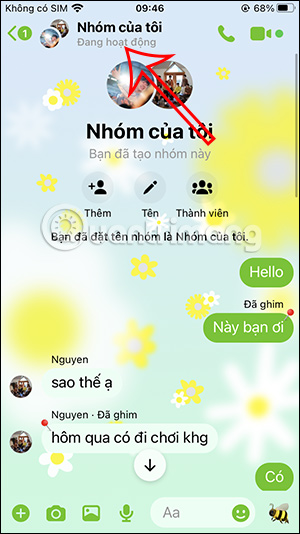 Nhấn tên nhóm chat Messenger