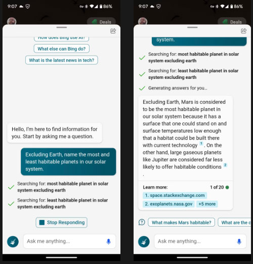 Ví dụ về thông tin tìm nguồn của Bing AI
