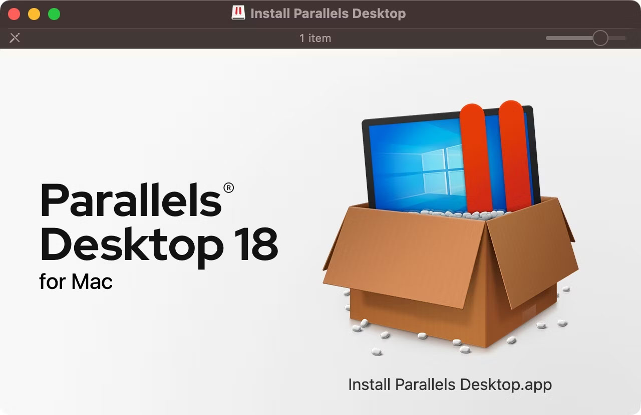 Trình cài đặt Parallels Desktop 18 trong macOS Finder