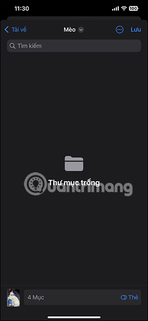Chọn thư mục trong Tệp iPhone
