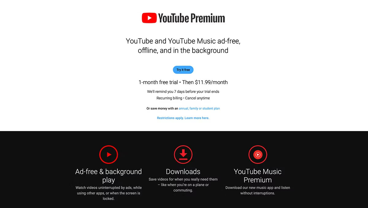 YouTube Premium bao gồm YouTube Music