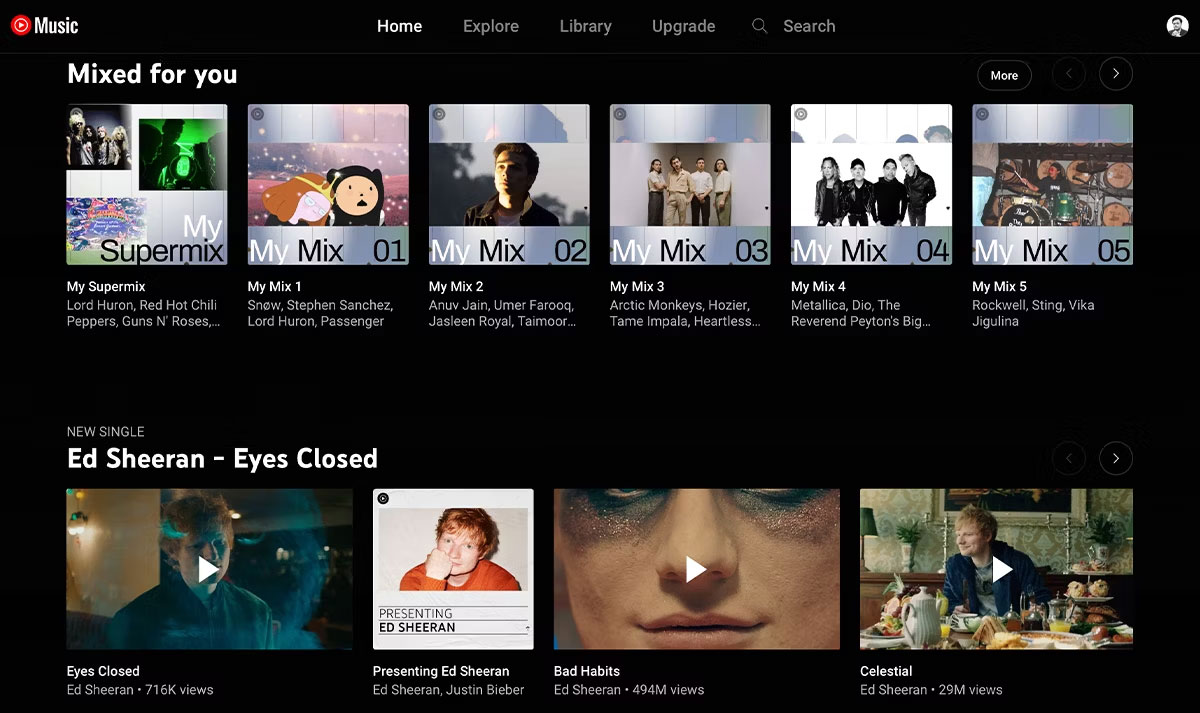 Giao diện YouTube Music