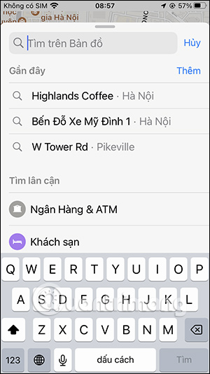 Tìm kiếm địa điểm trên bản đò