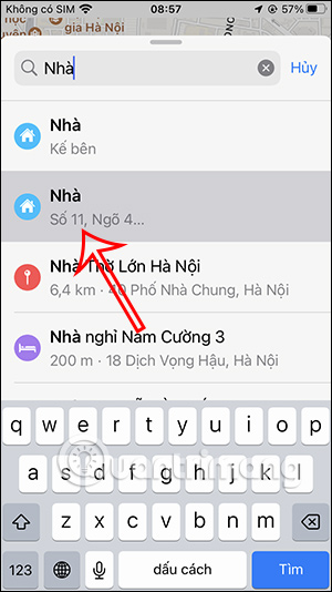 Tìm địa chỉ Nhà trên Apple Maps