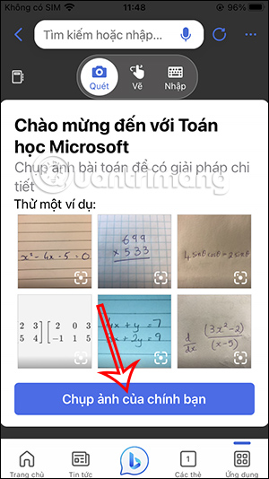 Công cụ chụp ảnh giải toán trên Bing AI