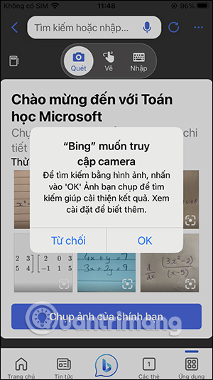 Sử dụng máy ảnh trên Bing AI