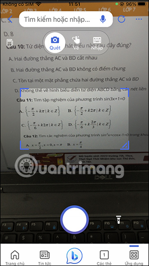 Chụp ảnh nội dung toán