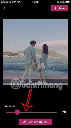 Chỉnh vùng ảnh muốn xóa