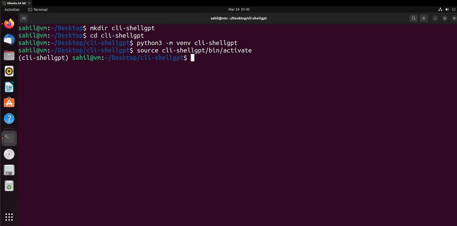 Cửa sổ Ubuntu Terminal với các đoạn code