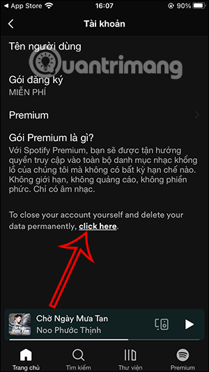 Xóa tài khoản Spotify