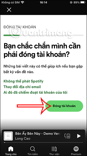 Đóng tài khoản Spotify