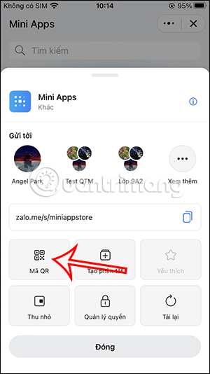 Mã QR Mini Apps Zalo