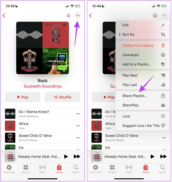 Biểu tượng chia sẻ playlist Apple Music