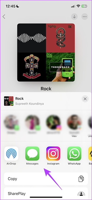 Tùy chọn chia sẻ playlist Apple Music