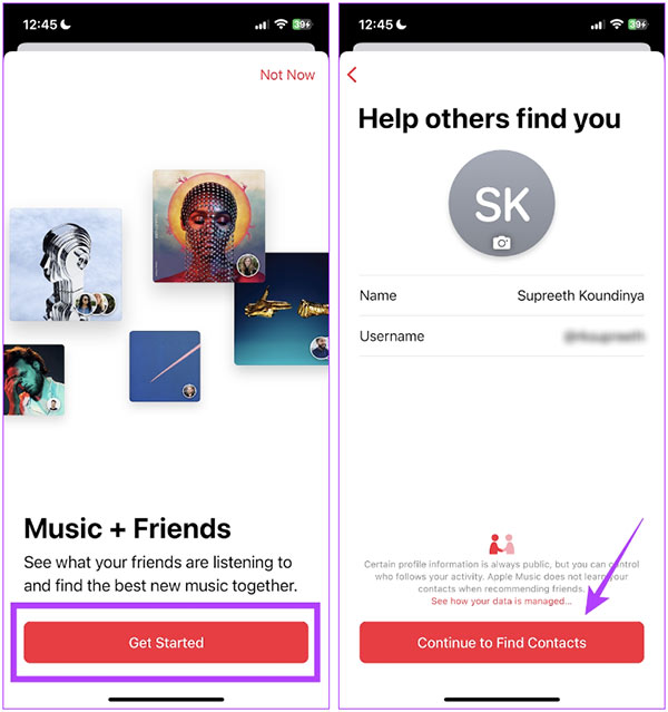 Tìm profile chia sẻ playlist Apple Music