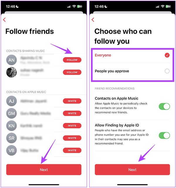 Theo dõi tài khoản Apple Music