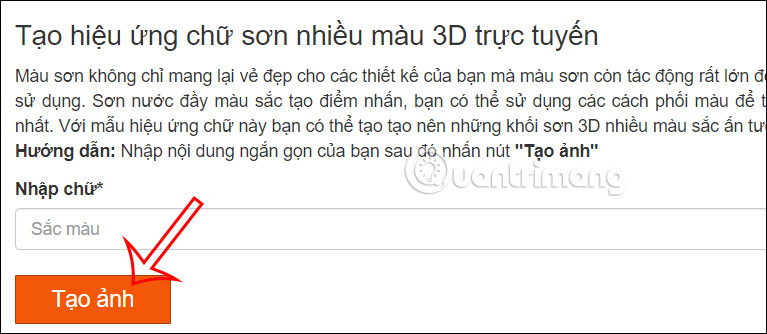 Nhập chữ tạo tranh sơn màu