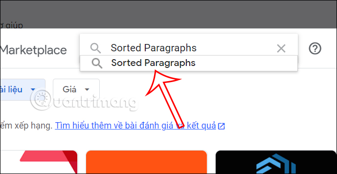 Tiện ích Sorted Paragraphs Google Docs
