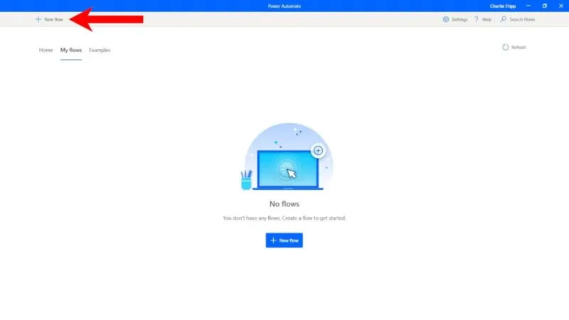 Click the New flow button in the Power Automate app