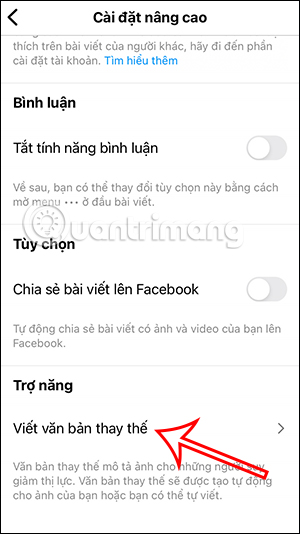 Viết văn bản thay thế trên Instagram