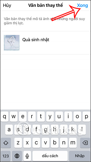 Nhập nội dung mới cho thẻ Alt Text