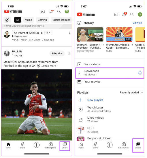 Nhấn vào Downloads