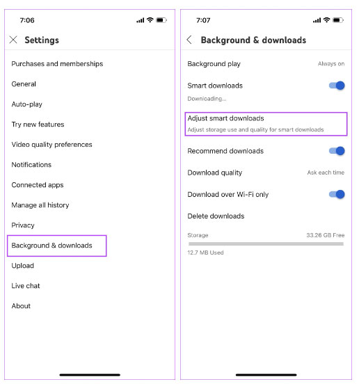 Chọn Adjust smart downloads