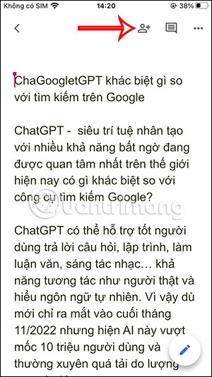 Tài khoản chia sẻ tài liệu Google Docs
