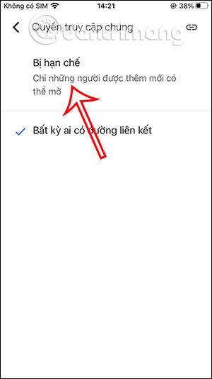 Dừng chia sẻ tài liệu qua link