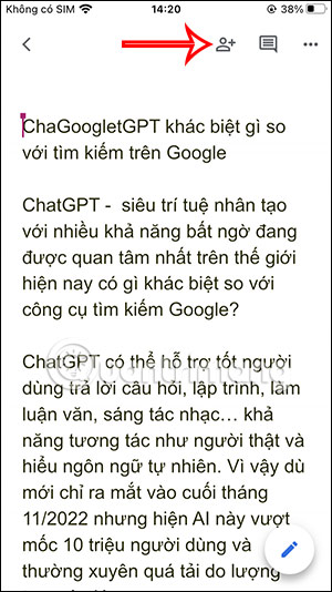 Chỉnh người truy cập Google Docs