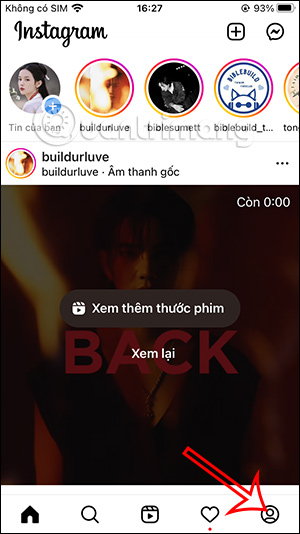 Truy cập hồ sơ Story Instagram