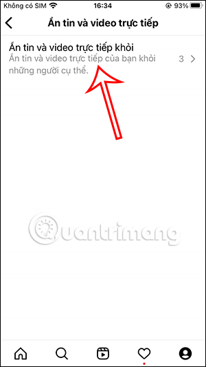 Danh sách chặn xem Story Instagram