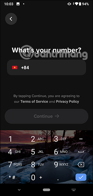 Nhập số điện thoại đăng ký Locket Widget