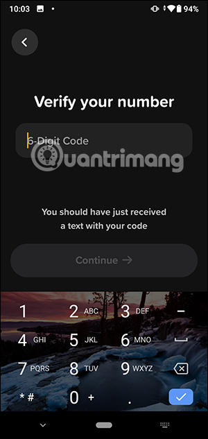 Nhập mã xác minh Locket Widget