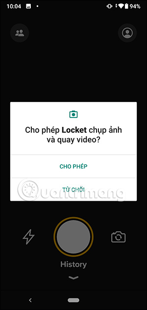Locket Widget truy cập máy ảnh