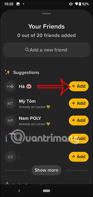 Kết nối với bạn bè trên Locket Widget