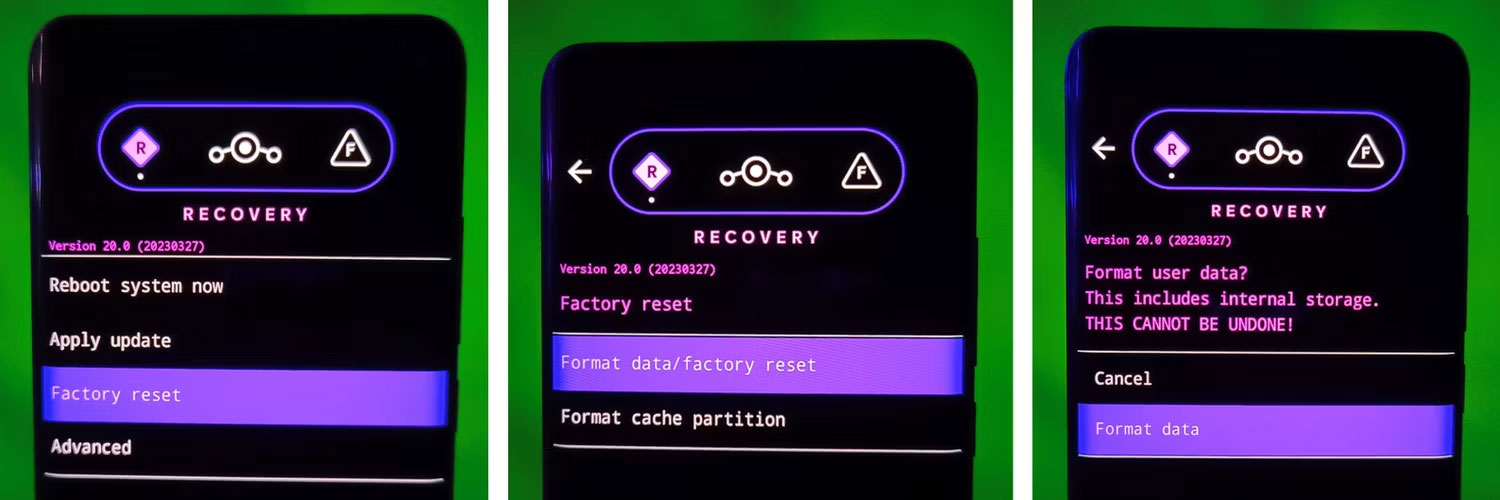 Quy trình khôi phục cài đặt gốc trên Lineage Recovery