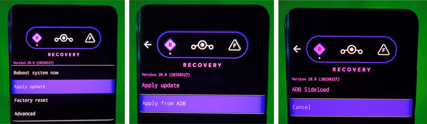 Các bước để kích hoạt chế độ Sideload trên Lineage Recovery
