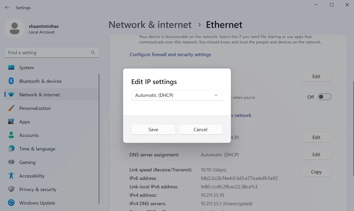 Thiết lập IP tĩnh trên Windows 11
