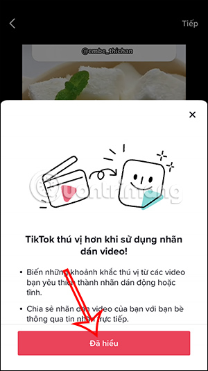 Tùy chọn tạo nhãn dán TikTok