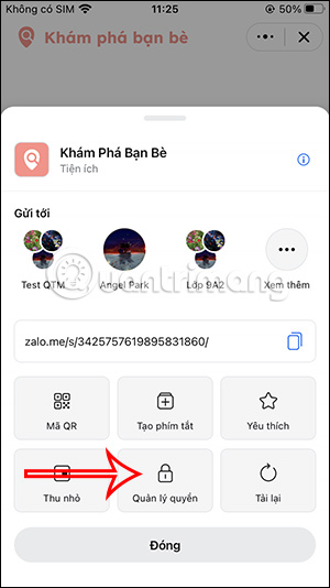 Chỉnh quyền truy cập khám phá trên Zalo