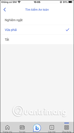 Chế độ tìm kiếm an toàn trên Bing AI