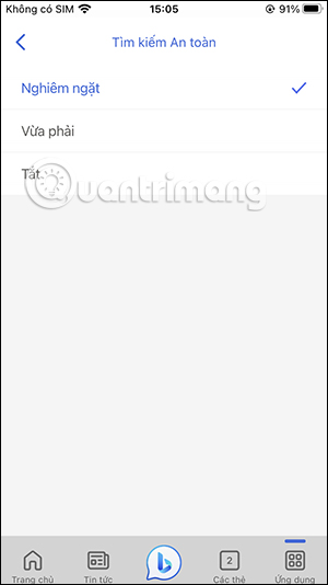 Chế độ tìm kiếm an toàn Bing AI nâng cao