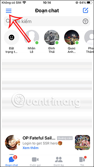 Giao diện tin nhắn Messenger