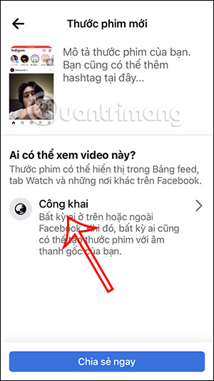 Chỉnh quyền hiển thị video Reels Facebook 